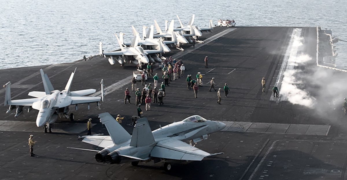 Military Jet on Aircraft Carrier