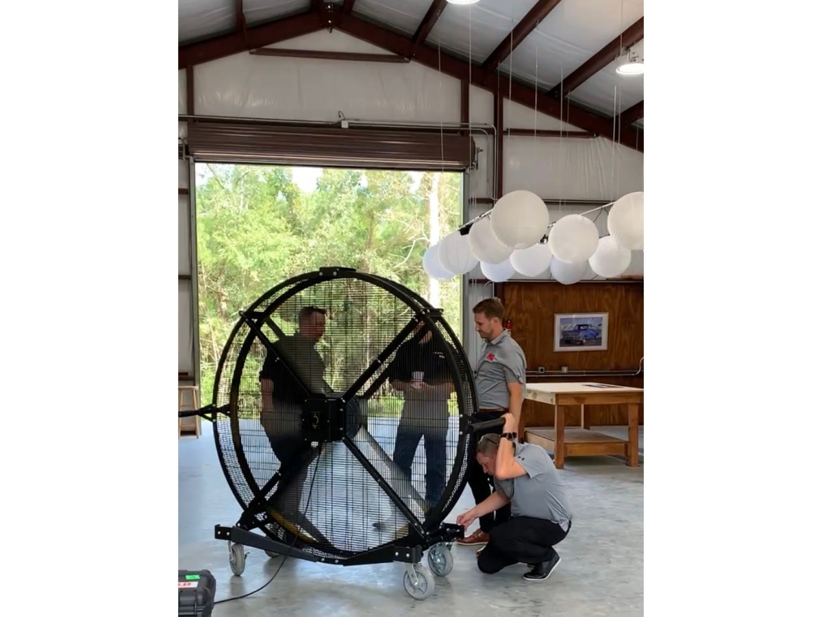 Randy, Aaron, and the ND Industries team talk shop about the fasteners in the set fan in between takes.
