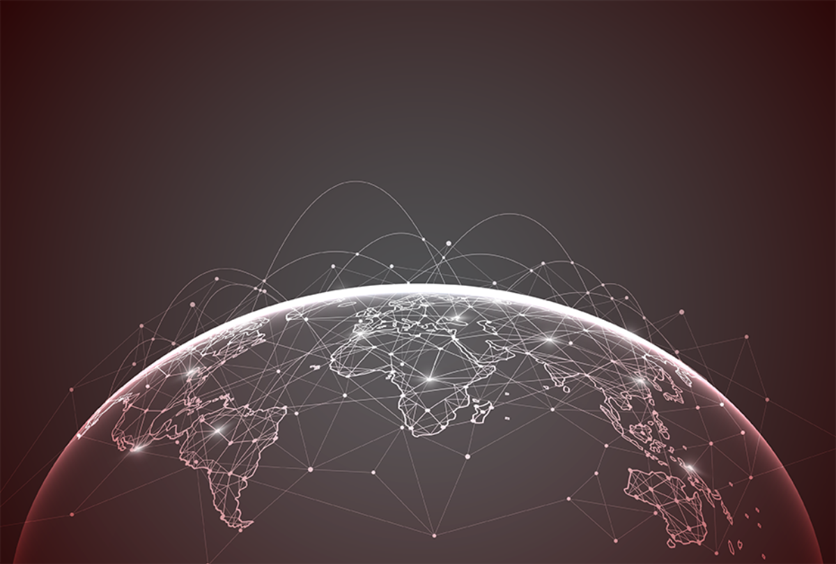 Illustration of a world map with connecting lines to illustrate Würth's global presence Illustration of a world map with connecting lines to illustrate Würth's global presence